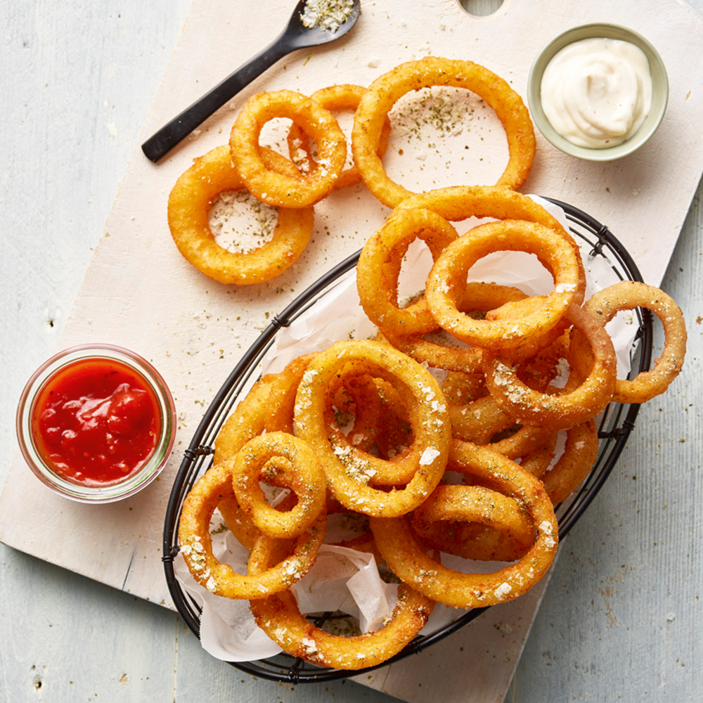Dish made using McCain Beer Battered Onion Rings