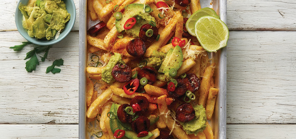 Loaded Fries with Avocado, Chorizo and Chilli